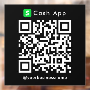 Cash App QR Code Payment Scan to Pay Black Window Cling