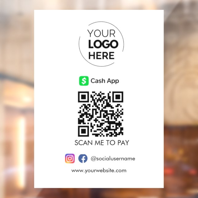Cash App QR Code Payment | Scan to Pay Business Window Cling (Sheet 2)