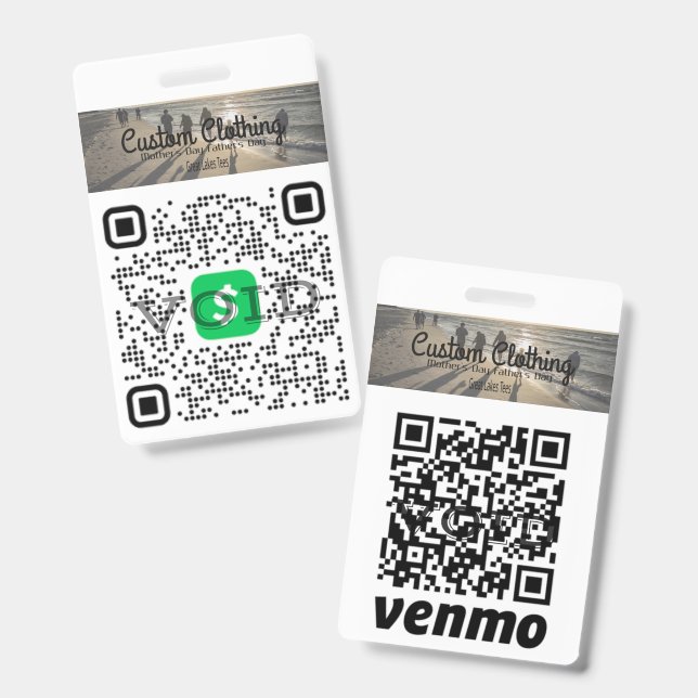 Cash App & Venmo QR Code Company Badge (Front & Back)