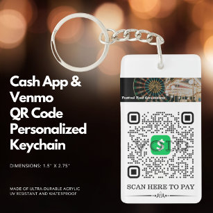Cash App & Venmo QR Code Personalized Keychain
