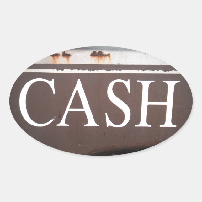 CASH Tow Truck Vintage Car Sign Oval Sticker (Front)