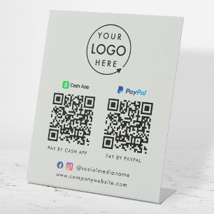 CashApp Paypal QR Code Electronic Payment Grey Pedestal Sign