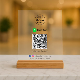 CashApp QR Code Payment   Scan to Pay Business Acrylic Sign