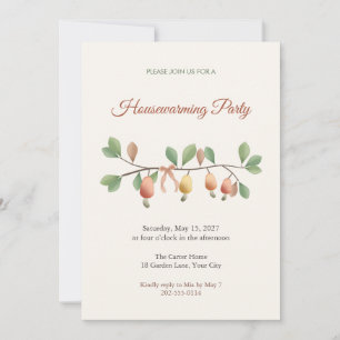 Cashew Fruit Branch Housewarming Party Invitation