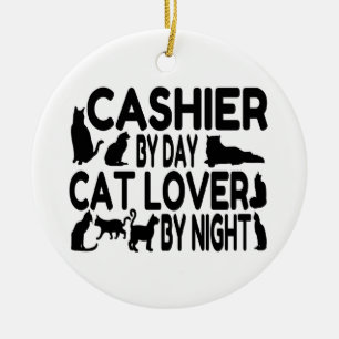 Cashier Cat Lover Ceramic Ornament