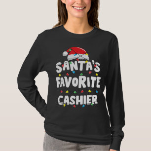Cashier Christmas Santa's Favourite Funny Gift Xma T-Shirt