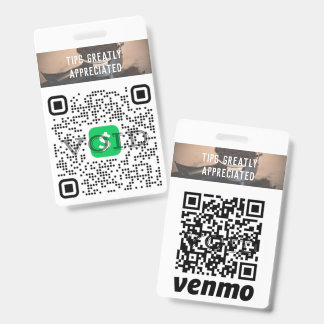 Cashless Tipping Personalized QR Code Badge