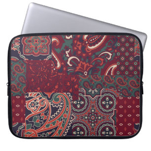 Cashmere Paisley Silk: Abstract Vintage Patchwork Laptop Sleeve