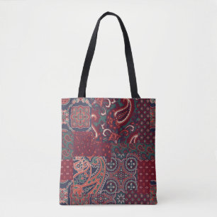 cashmere paisley silk fabric patchwork abstract vi tote bag