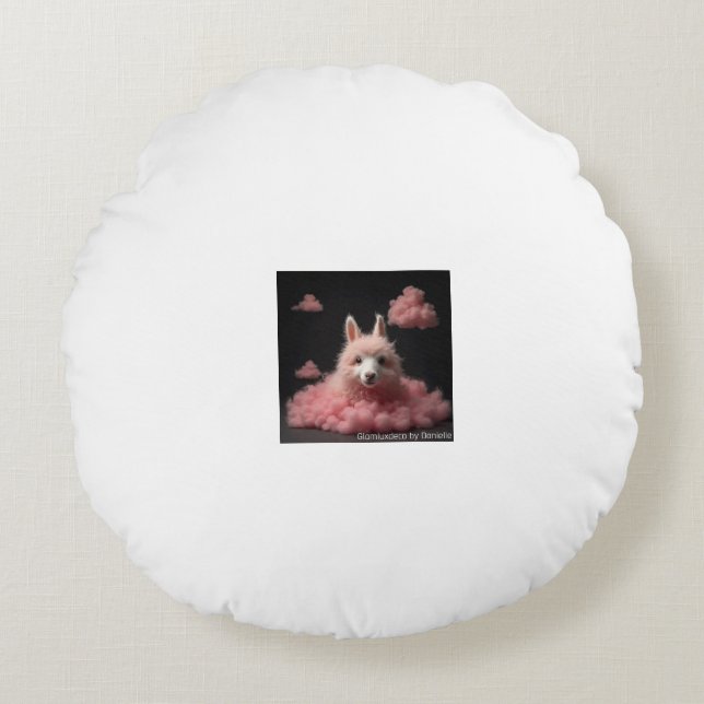 Cashmere Pink Dog Round Pillow (Front)