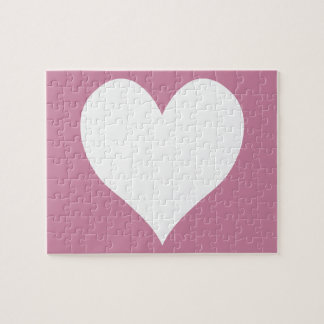 Cashmere Rose and White Cute Heart Jigsaw Puzzle