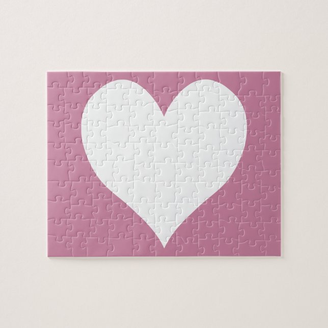 Cashmere Rose and White Cute Heart Jigsaw Puzzle (Horizontal)