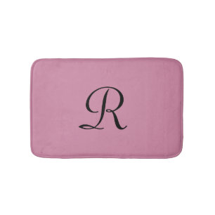 Cashmere Rose Pink Monogram Elegant Plush Bath Mat