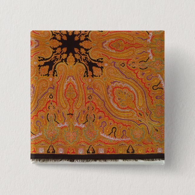 Cashmere scarf, c.1870-80 2 inch square button (Front)