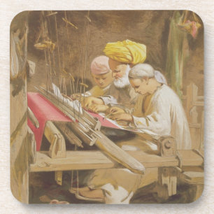 Cashmere Shawls: Weaving, 1863 (chromolitho) Coaster