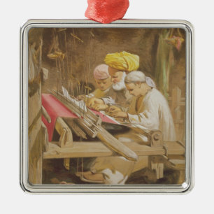 Cashmere Shawls: Weaving, 1863 (chromolitho) Metal Ornament