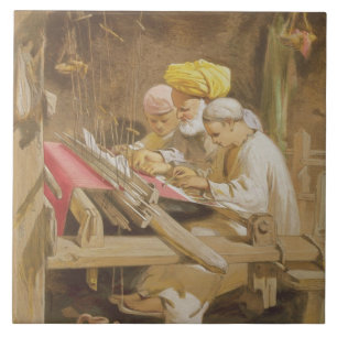 Cashmere Shawls: Weaving, 1863 (chromolitho) Tile
