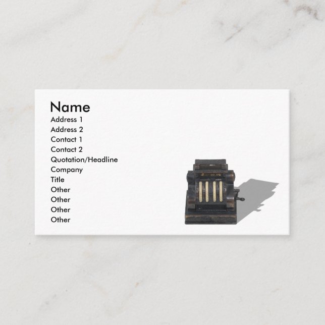CashRegister091210, Name, Address 1, Address 2,... Enclosure Card (Front)