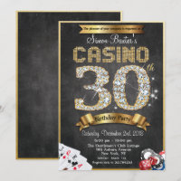 Casino 30th Gold Diamond Birthday Invitation