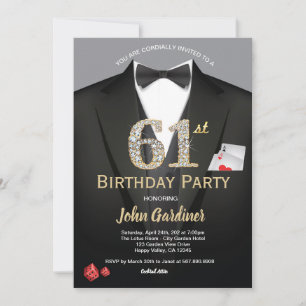 Casino 61ème Anniversaire Fête Invitation Pour Hom