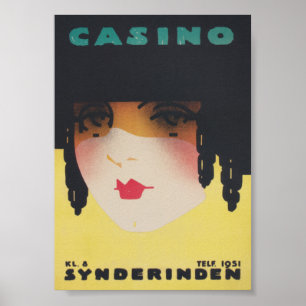 Casino à Copenhague Art Poster vintage