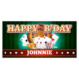 Casino à rayures vertes Anniversaire Bannière Déco