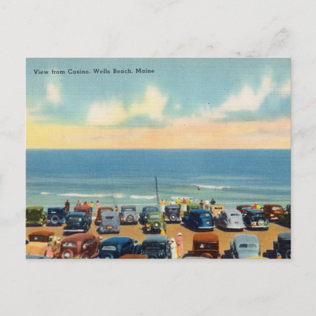 Casino and Cars, Wells Beach, Maine Postcard (Front)