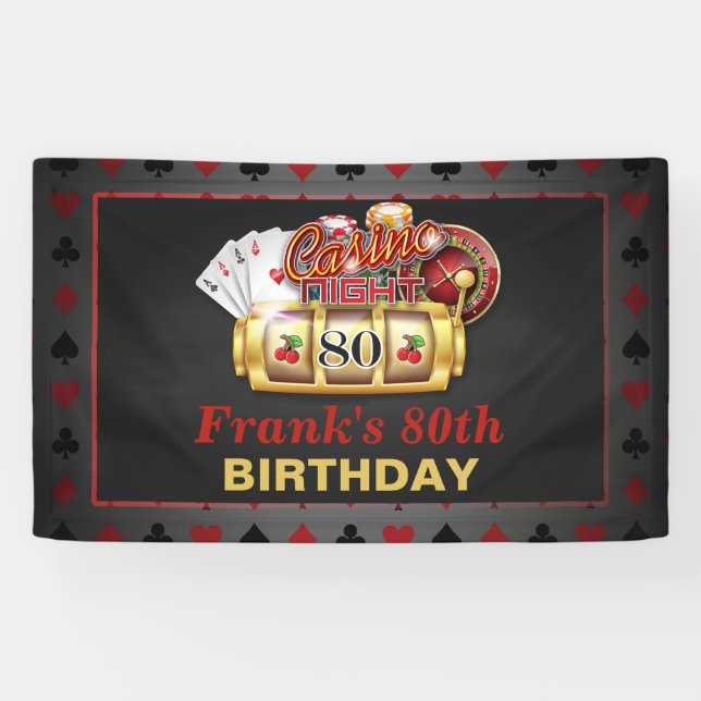 Casino Birthday Banner - 80th Birthday (Horizontal)