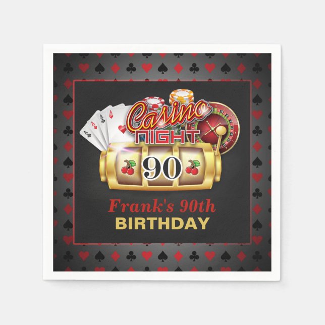 Casino Birthday Paper Napkins - 90th Birthday (Front)