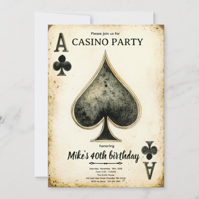 Casino Birthday party Invitation (Front)