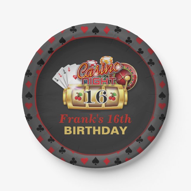 Casino Birthday Plate - 16th Birthday (Front)