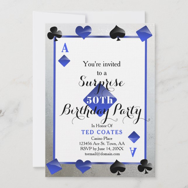 casino birthday surprise invitation (Front)