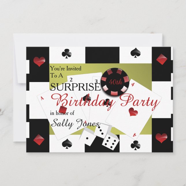 casino birthday surprise invitation (Front)
