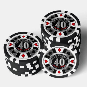 Casino Chip Las Vegas 40th Birthday - Silver