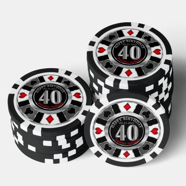 Casino Chip Las Vegas 40th Birthday - Silver (Stack)