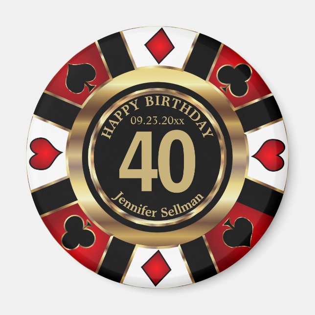 Casino Chip Las Vegas Anniversaire - Red Magnet (Devant)