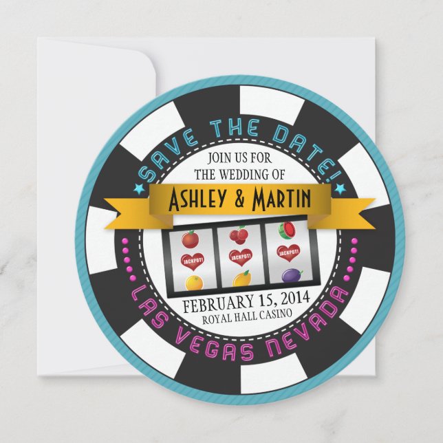 Casino Chip Vegas Wedding Save the Date (Front)