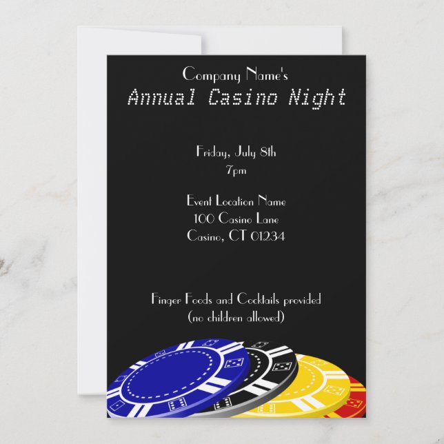 Casino Chips Party Invitations (Front)