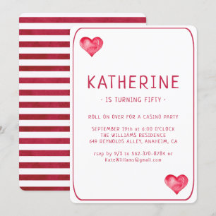 Casino Coeurs jouer carte Anniversaire Invitation