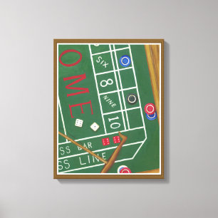 Casino Craps Table with Chips and Dice Canvas Print