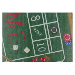 Casino Craps Table with Chips and Dice Cutting Board