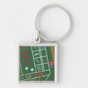 Casino Craps Table with Chips and Dice Keychain