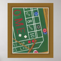 Casino Craps Table with Chips and Dice