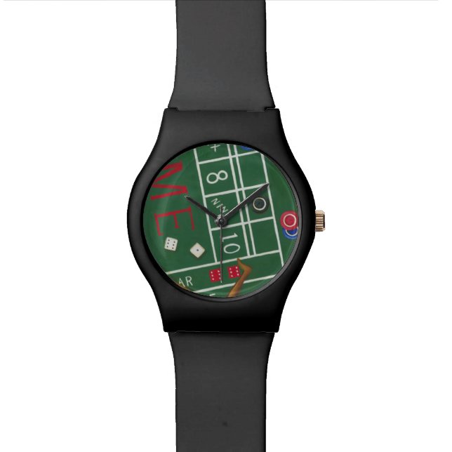 Casino Craps Table with Chips and Dice Watch (Close Up)