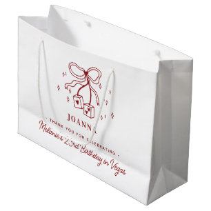 Casino Dice Bow Custom Name Vegas Birthday Party Large Gift Bag