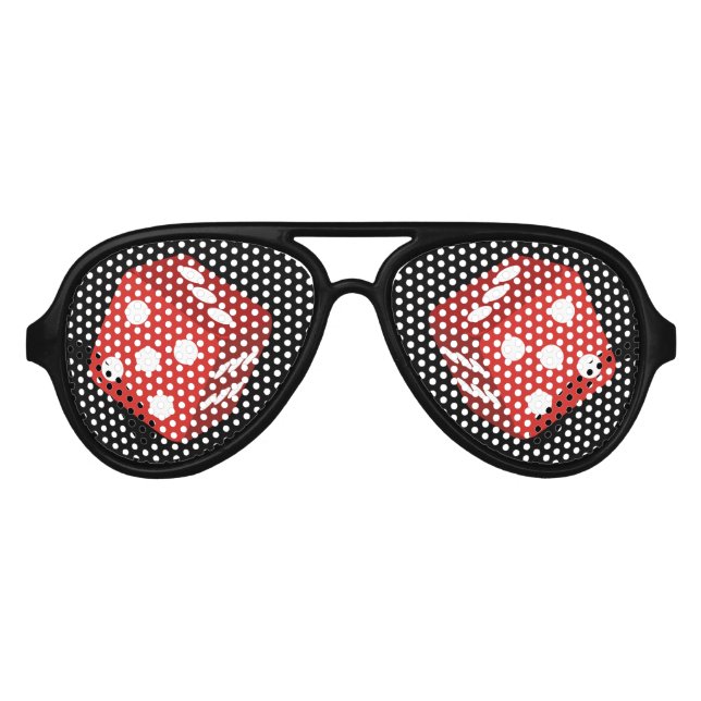 Casino Gambler Craps Red Dice Aviator Sunglasses (Front)