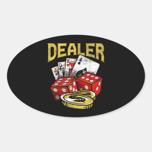 Casino Gambling Dealer Texas Holdem Poker Oval Sticker