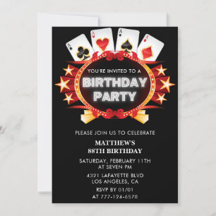 Casino Gambling Las vegas Poker 88th birthday Invitation