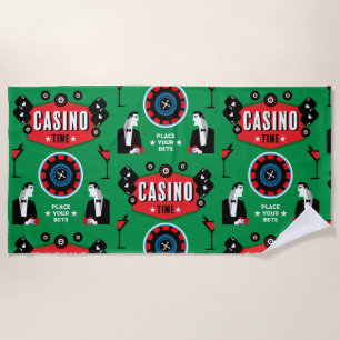 Casino Gambling Poker Roulette  Beach Towel