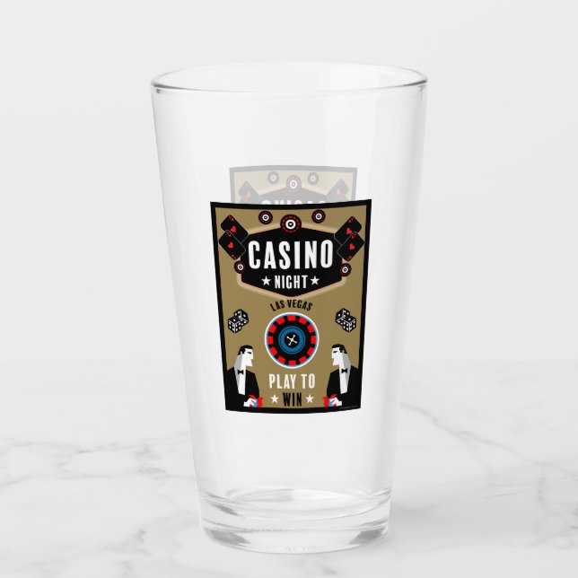 Casino Gambling Poker Roulette  Glass (Front)